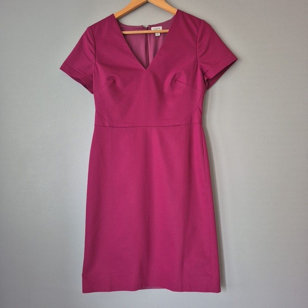 J. Crew Magenta Pink V Neck Cap Sleeve Classic Sheath Dress Womens 6 Career